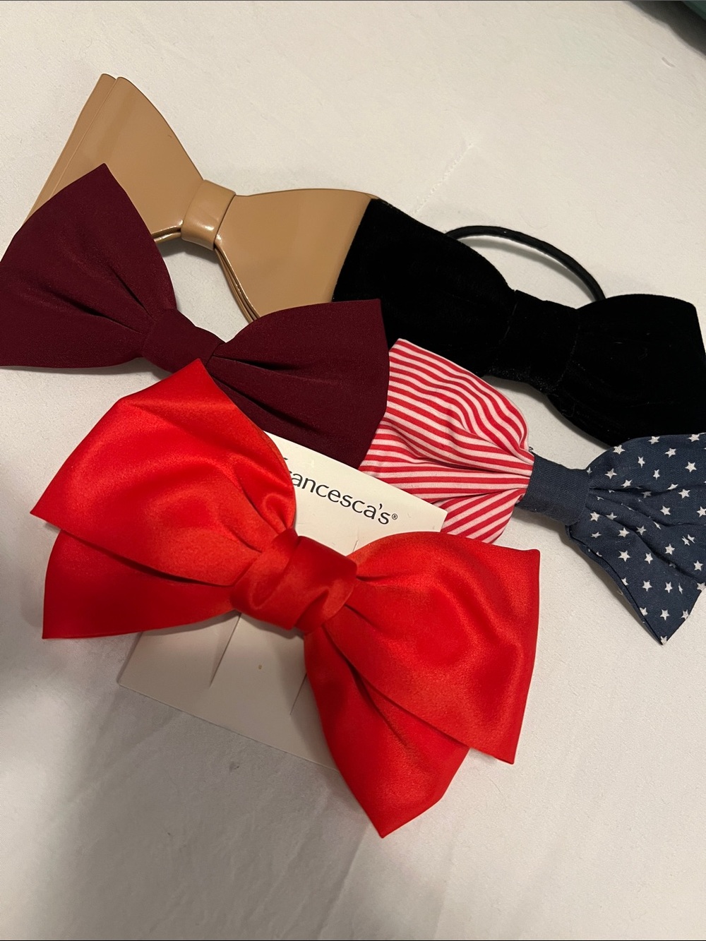 Francesca's Collections Red Satin Bow Hair Clip
